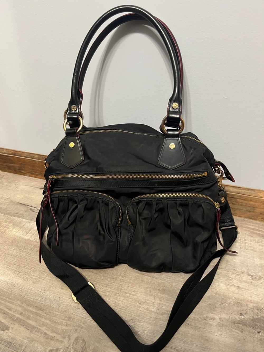 MZ WALLACE Black Women's Shoulder Bag with Dual Front Pockets